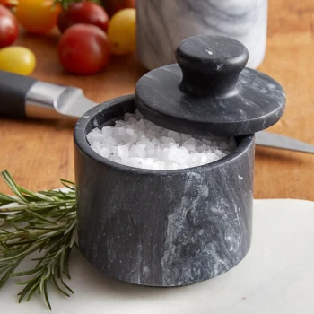 Fox Run 3850 3" x 3" Black Marble Salt Cellar