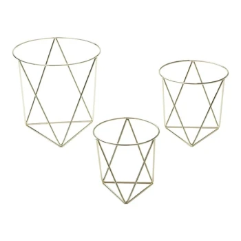 American Metalcraft 3-Piece Gold Metal Geometric Pizza Stand Set