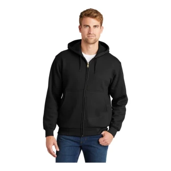 CornerStone CS620 Unisex Customizable Black Heavy Weight Full-Zip Hooded Sweatshirt with Thermal Lining - 6X