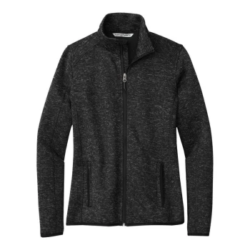 Port Authority L232 Women's Customizable Black Heather Fleece Sweater Jacket - 4X