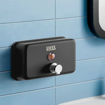 Lavex 40 fl. oz. (1,200 mL) Matte Black Stainless Steel Manual Surface-Mounted Horizontal Foam Soap Dispenser