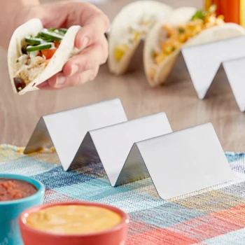 Choice 8" x 4" x 2" Stainless Steel Full Size Taco Holder with 2 or 3 Compartments