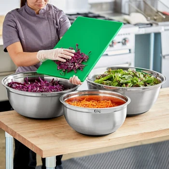 Choice Standard Stainless Steel Mixing Bowl Set with Silicone Bottom - XL - 3/Set