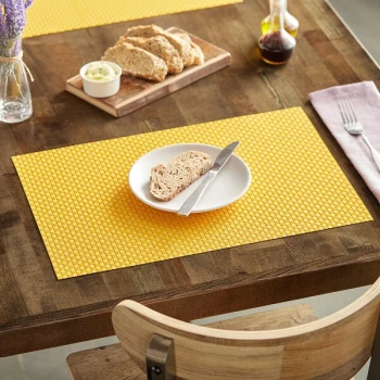 RITZ® 64802 19" x 13" Lemon PVC Coated Placemat - 12/Pack