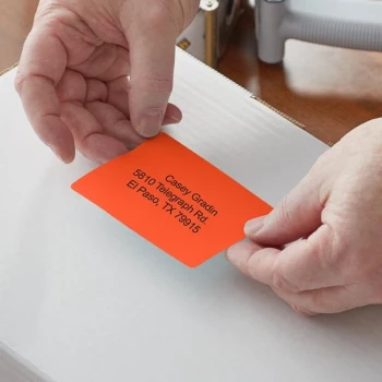 Lavex 4" x 3" Orange Thermal Transfer Permanent Label Roll - 4/Case