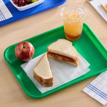 Choice 10" x 14" Green Plastic Fast Food Tray - 12/Pack