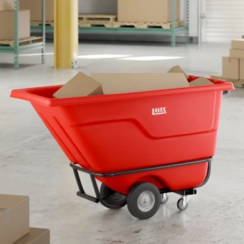 Lavex 0.5 Cubic Yard Red Heavy-Duty Tilt Truck / Trash Cart (850 lb. Capacity)