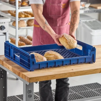 Orbis NPL640 26" x 22" x 6" Customizable Blue Bakery Bread Tray / Bread Rack
