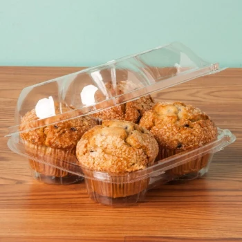 Inno-Pak 4 Compartment Clear Hinged Dome Muffin Container - 5/Pack
