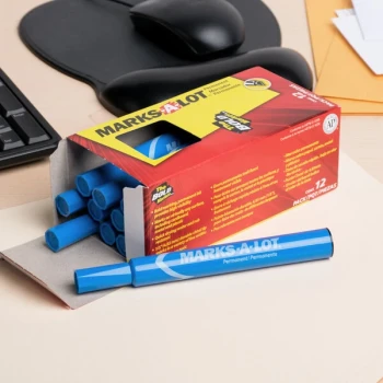 Avery® 8886 Marks-A-Lot Large Blue Chisel Tip Desk Style Permanent Marker - 12/Pack