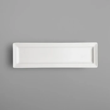 RAK Porcelain Classic Gourmet 10 1/4" x 3 1/8" Ivory Porcelain Rectangular Platter - 12/Case