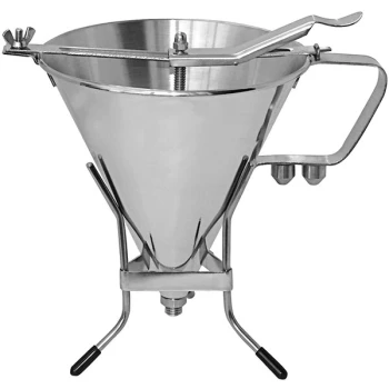 de Buyer Kwik Pro 2 Qt. (64 oz.) 7 1/2" Stainless Steel Piston Funnel with 3 Tips