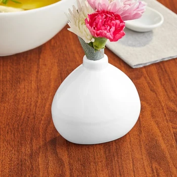 Acopa 3 1/4" Bright White Porcelain Bulb Bud Vase - 12/Case