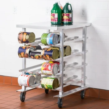 Regency Half Size Mobile Aluminum Can Rack for #10 and #5 Cans with Aluminum Top