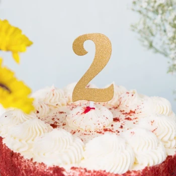 Creative Converting 324544 Gold Glitter "2" Cake Topper - 12/Case