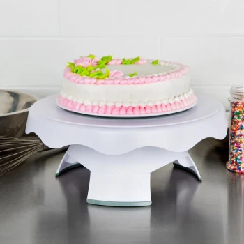 Wilton 191005617 12 3/4" High and Low Revolving Plastic Cake Stand / Turntable