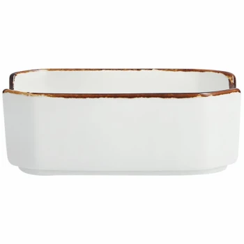 Fortessa Basics by Zwiesel Fortessa Salt TechnoCeram Bright White China Rectangle Sugar Packet Holder with Earth Hue Rim - 24/Case