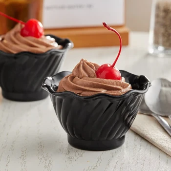 Choice 5 oz. Black Plastic Dessert Dish - 12/Pack
