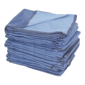 Vestil 72" x 80" All-Weather Blue Non-Woven Fabric Moving Blanket QPC-7280-UP-12PK - 12/Case