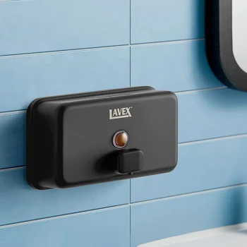 Lavex 40 fl. oz. (1,200 mL) Matte Black Stainless Steel Manual Surface-Mounted Horizontal Liquid Soap Dispenser