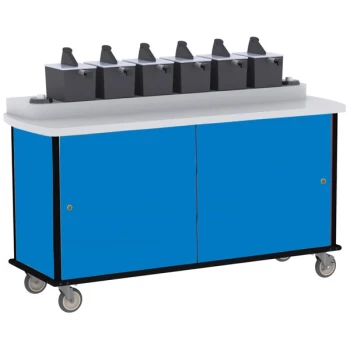 Lakeside 70530BL Royal Blue Condi-Express 6 Pump Condiment Cart with (2) Cup Dispensers
