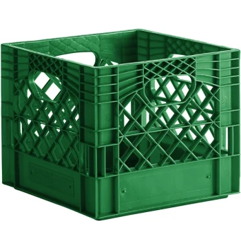 Green 16 Qt. Square Milk Crate - 13" x 13" x 11"