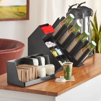 Choice Black Plastic Countertop Coffee Organizer Station Set