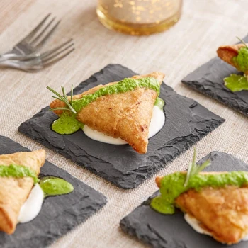 Acopa 4" Square Black Slate Appetizer / Tasting Plate with Soapstone Chalk - 36/Case