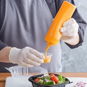 Choice 12 oz. Orange Wide Mouth Squeeze Bottle   - 6/Pack