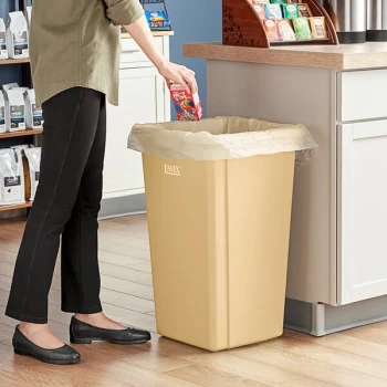 Lavex 25 Gallon Beige Square Trash Can