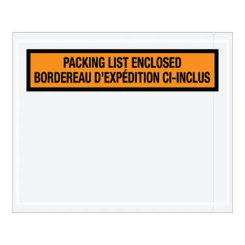 Lavex 4 1/2" x 5 1/2" 2 Mil Orange Panel Printed Polyethylene English and French Packing List Envelope - 1,000/Case