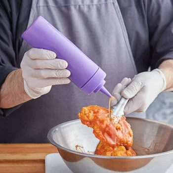 Choice 12 oz. Purple Wide Mouth Squeeze Bottle - 6/Pack