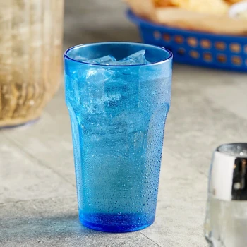 Choice 10 oz. Blue Plastic Paneled Tumbler - 12/Pack