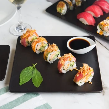 Acopa 9" Square Matte Black Stoneware Flat Plate - 6/Case
