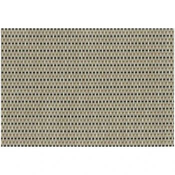 RITZ® 64901 19" x 13" Tan / Black Open Basketweave PVC Coated Placemat - 12/Pack