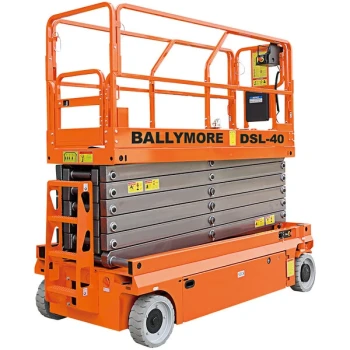 Ballymore DSL-40 44" x 90" Battery-Powered Drivable Compact Scissor Lift with 36" Roll-Out Cantilevered Platform - 550 lb., 46' Working Height