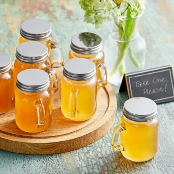 Acopa Rustic Charm 4.75 oz. Mini Mason Jar with Handle and Solid Lid - 12/Case