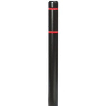 Innoplast BollardGard 4 11/16" x 52" Black Bollard Cover with Red Reflective Stripes BC452BKR