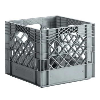 Gray 16 Qt. Square Milk Crate - 13" x 13" x 11"
