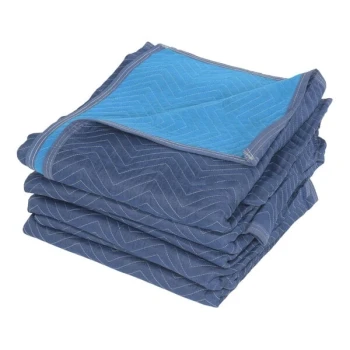 Vestil 72" x 80" Heavy-Duty Blue Non-Woven Fabric Moving Blanket QPC-7280-VP-4PK - 4/Case
