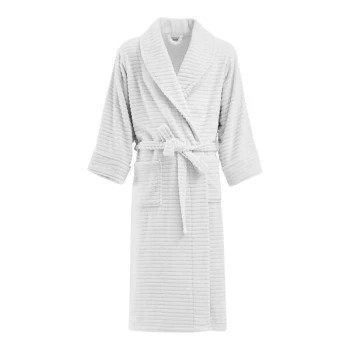 Berkshire Hospitality Repose VelvetLoft White Ribbed Polyester Bath Robe - Small - 12/Case