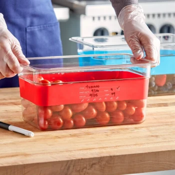 Choice Red 1/2 and 1/3 Size Write-On Food Pan Band