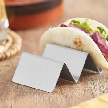 Choice 4" x 2" x 1" Stainless Steel Mini Taco Holder with 2 or 3 Compartments