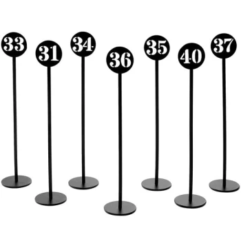 American Metalcraft NSB40 Black Stamped-Out Number Table Stands - 31 to 40