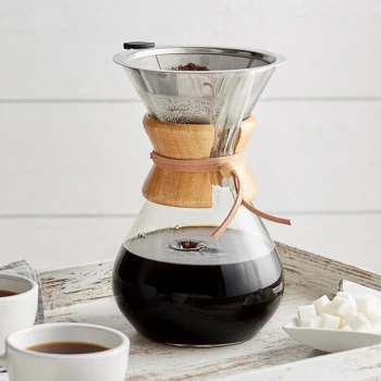 Acopa 6-Cup Glass Pour Over Drip Pot with Wood Collar