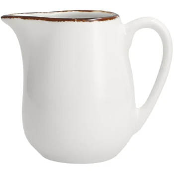 Fortessa Basics by Zwiesel Fortessa Salt TechnoCeram 4.5 oz. Bright White China Creamer with Earth Hue Rim - 24/Case