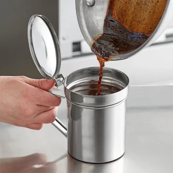 Choice 14 oz. Stainless Steel Oil Container with Strainer