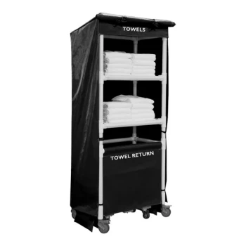 Royal Basket Trucks 32" Black Towel Station with 2 Shelves R32-KKX-TSA-4ULN