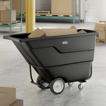Lavex 1 Cubic Yard Black Standard-Duty Tilt Truck / Trash Cart (1250 lb. Capacity)