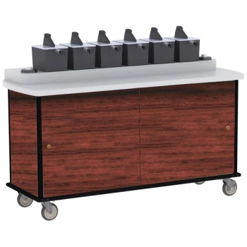 Lakeside 70530RM Red Maple Condi-Express 6 Pump Condiment Cart with (2) Cup Dispensers